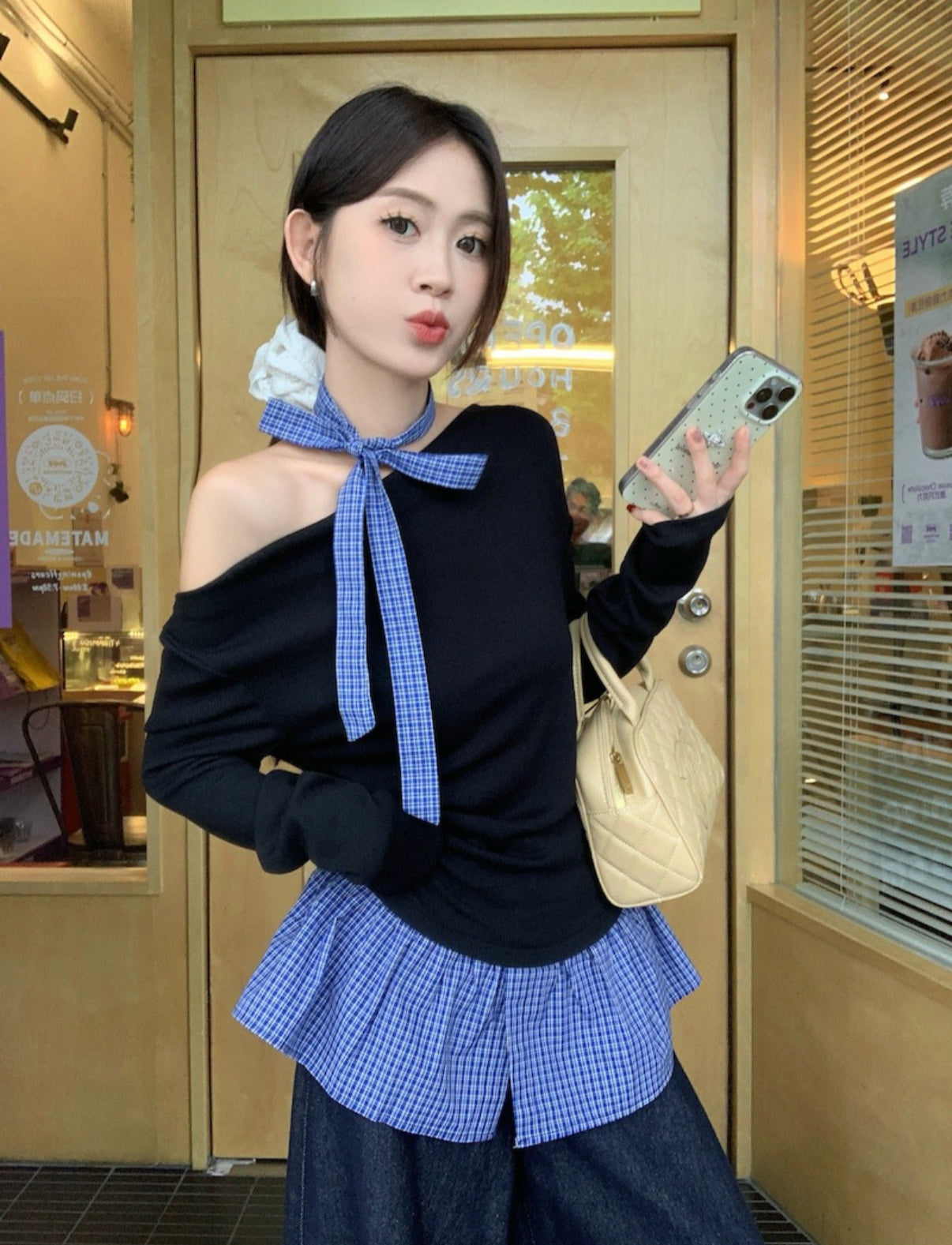 Plaid & Poise Top