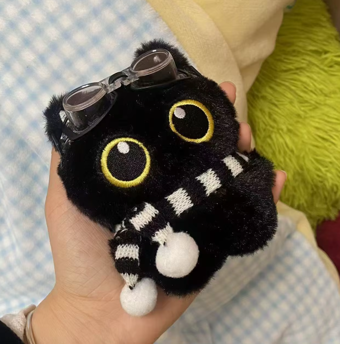 Little Black Cat with Scarf Keychain