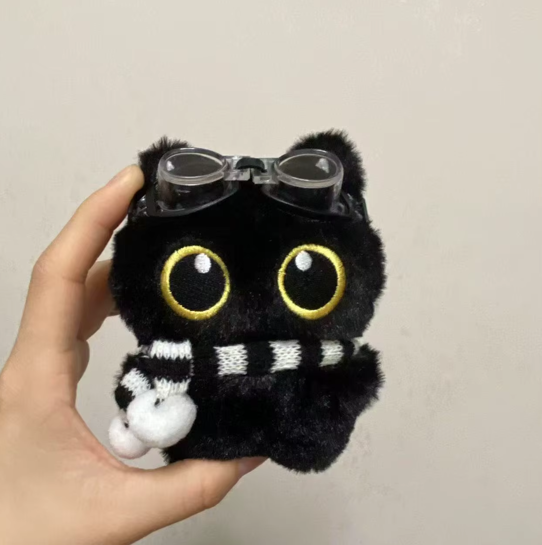 Little Black Cat with Scarf Keychain